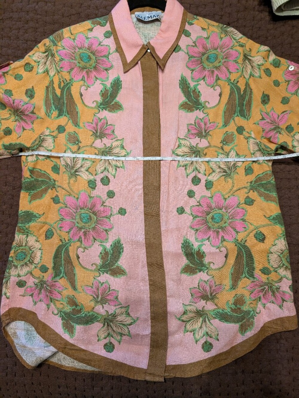 ALEMAIS Winnie Pink & Yellow & Brown Floral Linen Shirt and Short Set - Picture 14 of 16